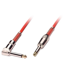 2m Guitar Lead - 1/4" Straight Jack to 1/4" Right Angled Jack,  Red