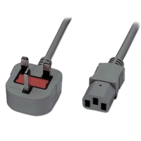 2m Mains Power Cable UK 3 Pin Plug to IEC C13