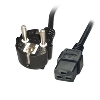 2m Schuko to IEC C19 Mains Lead,  Black