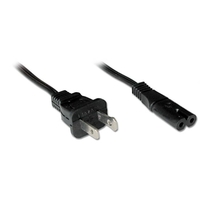 2m US Mains Cable - 2 Pin Plug to Figure 8 Connector