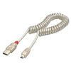 2m USB 2.0 Coiled Cable,  Type A to Mini B,  Transparent