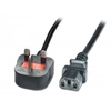 7.5m Mains Power Lead,  UK 3 Pin Plug,  Black