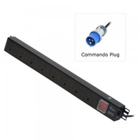 8 Way UK Mains Sockets,  Vertical PDU with Commando Plug