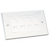 CAT5e Double Wall Plate with 4 x RJ-45 Shuttered Socket,  Unshielded