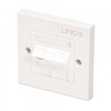 CAT5e Single Wall Plate with 1 x Angled RJ-45 Shuttered Socket,  Unshielded