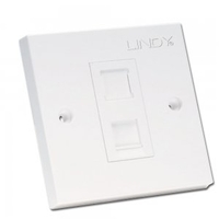 CAT5e Single Wall Plate with 1 x RJ-45 Shuttered Socket,  Unshielded