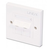 CAT5e Single Wall Plate with 2 x Angled RJ-45 Shuttered Socket,  Unshielded