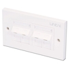 CAT6 Double Wall Plate with 4 x Angled RJ-45 Shuttered Socket,  Unshielded