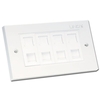 CAT6 Double Wall Plate with 4 x RJ-45 Shuttered Socket,  Unshielded