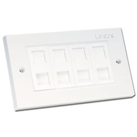 CAT6 Double Wall Plate with 4 x RJ-45 Shuttered Socket,  Unshielded