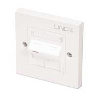 CAT6 Single Wall Plate with 1 x Angled RJ-45 Shuttered Socket,  Unshielded