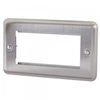 Double Gang,  Brushed Steel,  Quad Snap In Face Plate