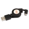 Retractable USB 2.0 Cable,  USB Type A Male to Right Angled Type Micro B Male,  80cm