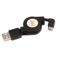 Retractable USB 2.0 Cable,  USB Type A Male to Right Angled Type Micro B Male,  80cm