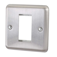 Single Gang,  Brushed Steel,  Snap In Face Plate