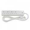 UK Mains 4 Way Surge Protector,  White,  2m