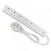 UK Mains 6 Way Gang Socket Power Strip,  White,  5m