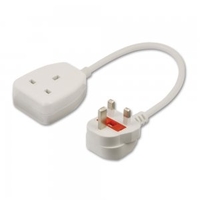 UK Mains Extension Lead,  White,  0.20m
