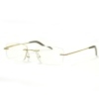 Gold Rimless Rectangle Computer Glasses with Case