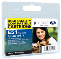 Epson SO20108-SO20189 Black Compatible Ink Cartridge by JetTec - E51