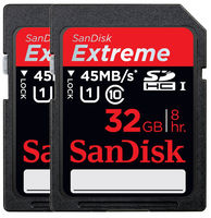 SanDisk Extreme HD Video SDHC Card 20MB/sec (Class 6) - 32GB TWINPACK