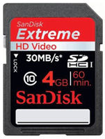 SanDisk Extreme HD Video SDHC Card 30MB/sec (Class 10) - 4GB