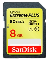 SanDisk Extreme PLUS SDHC UHS-I 80MB/Sec (Class 10) - 8GB
