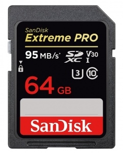 SanDisk Extreme Pro 95MB/s SDXC V30 UHS-I Card - 64GB