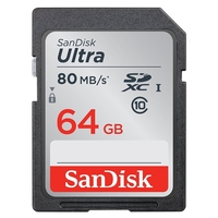 SanDisk Ultra SDXC Memory Card 80MB s UHSI Class 10 64GB