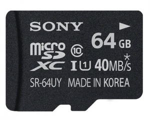Sony Micro SDXC Memory Card 40MB/s UHS1 Class 10 with Adapter 64GB