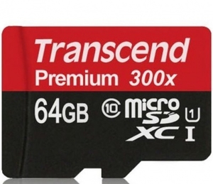 Transcend Premium Micro SDXC Class 10 UHSI 300x with Adapter 64GB