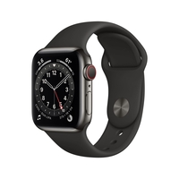 Apple Watch Series 6 GPS + Cellular - 40mm Graphite Stainless Steel Case with Black Sport Band - Regular