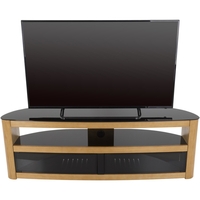 Burghley Affinity Curved TV Stand 1500 Oak / Black Glass