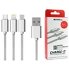 Charge-It 3-in-1 USB Cable - Lightning/USB-C/Micro-USB - 1.2M - Silver