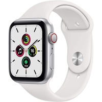 GRADE A1 - Apple Watch SE GPS + Cellular - 44mm Silver Aluminium Case with White Sport Band - Regular