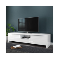 Grade A1 - Large White Gloss TV Unit with LED & Storage - TV