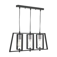 Dar Dax 3 Light Bar Ceiling Pendant - Black