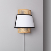 Edit Marya Rattan Flush Wall Light with Plug - Natural