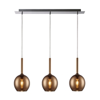 Edit Milton 3 Light Glass Bar Ceiling Pendant - Copper
