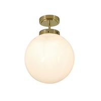 Forum Porto Glass Semi-Flush Ceiling Light - Brass