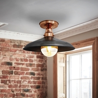 Industville Barn Vintage Semi-Flush Ceiling Light - Copper & Dark Pewter