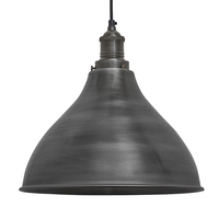 Industville Brooklyn 12 Inch Cone Ceiling Pendant Light - Pewter