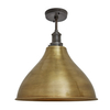 Industville Brooklyn 12 Inch Cone Semi-Flush Ceiling Light - Brass & Pewter