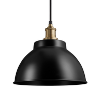 Industville Brooklyn 13 Inch Dome Ceiling Pendant - Black & Brass