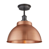 Industville Brooklyn 13 Inch Dome Semi-Flush Ceiling Light - Copper & Pewter