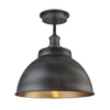 Industville Brooklyn 13 Inch Dome Semi-Flush Ceiling Light - Pewter