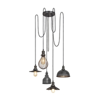 Industville Brooklyn 5 Light Cluster Ceiling Pendant - Pewter