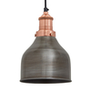 Industville Brooklyn 7 Inch Cone Ceiling Pendant Light - Pewter & Copper