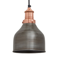 Industville Brooklyn 7 Inch Cone Ceiling Pendant Light - Pewter & Copper