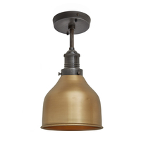 Industville Brooklyn 7 Inch Cone Semi-Flush Ceiling Light - Brass & Pewter